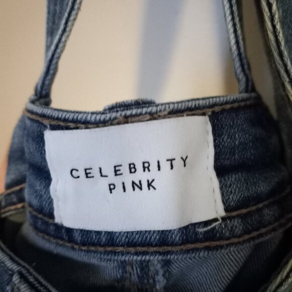 Celebrity Pink Overalls. Distressed Denim. Size Med. - Picture 4 of 5